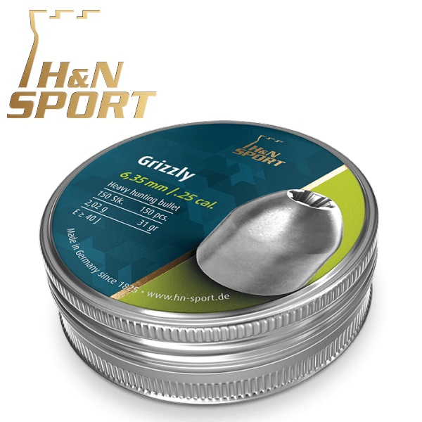 Balines H&N Grizzly cal. 6,35 mm. Lata 150 uds. de 2,02 g.