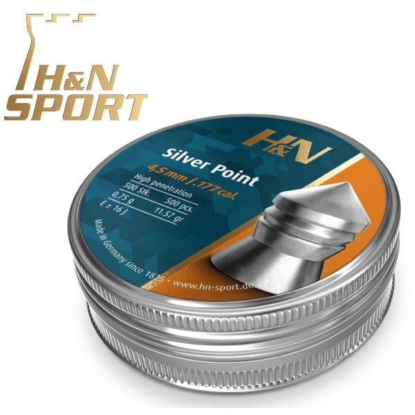 Balines H&N Silver Point cal. 4,50 mm. Lata de 500 uds. de 0,75 g.