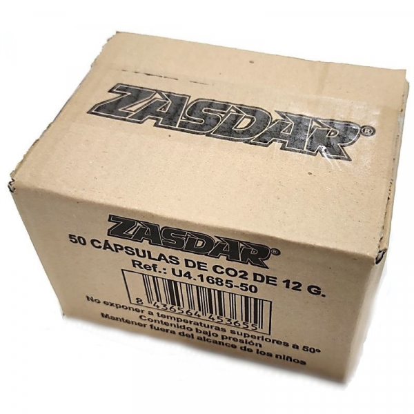 Capsulas Co2 12g ZASDAR Pure Natural Co2 E.U. Caja 50 Uds