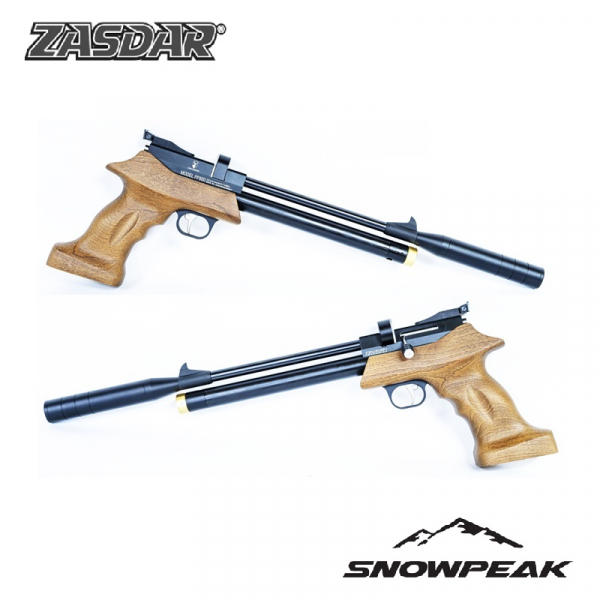 Pistola PCP Snowpeak - Zasdar PP800 multi-tiro con supresor de sonido y Regulador cal.4,5 mm Balines