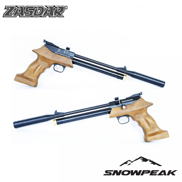 Pistola PCP Snowpeak - Zasdar PP800 multi-tiro con supresor de sonido y Regulador cal.5,5 mm Balines