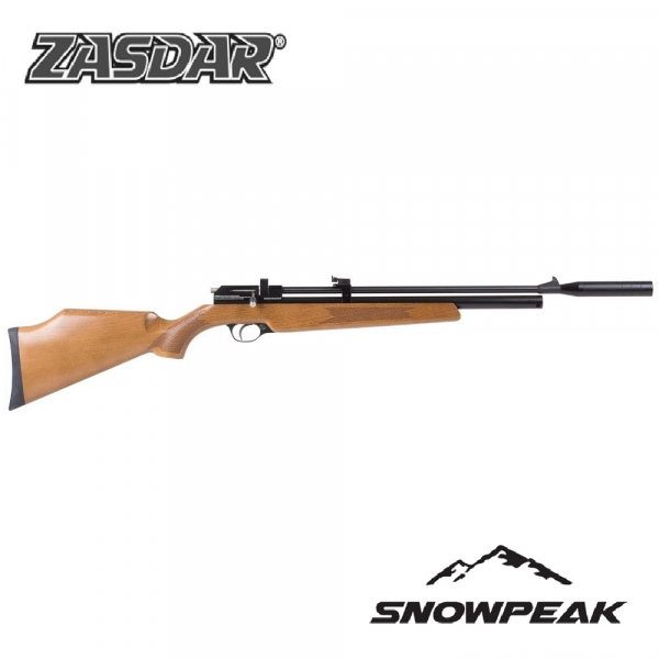 Carabina PCP Snowpeak - Zasdar PR900 GEN 2 cal. 4,5 mm - Moderador, regulador y culata de madera.