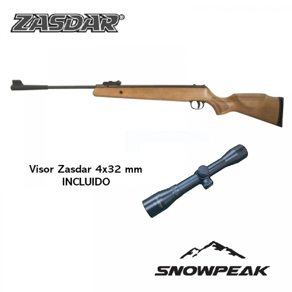 Carabina aire comprimido Snowpeak - Zasdar GR1250W Madera Gas Piston. 4,5 mm con visor 4x32 mm.