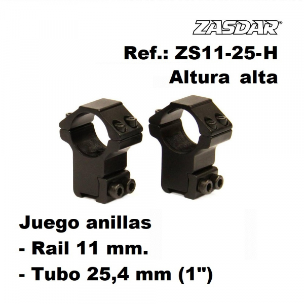 Monturas Zasdar Altura Alta   Ø25 mm / rail 9 - 11 mm