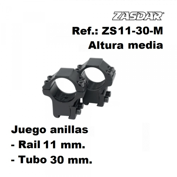 Monturas Zasdar Altura Media  Ø30 mm  rail 9-11 mm